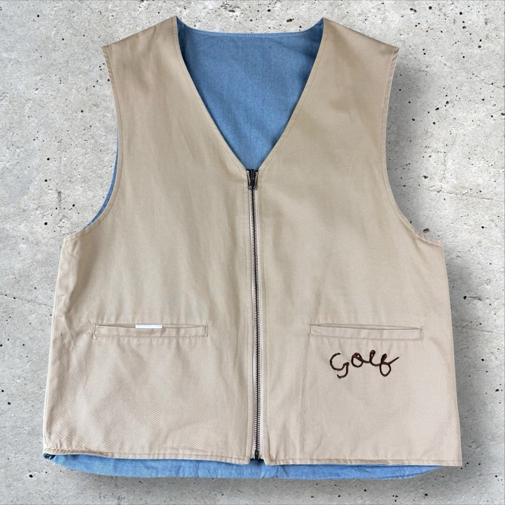 Golf Wang Vest Reversible Men's XL Beige/Blue Full Zip Tyler The Creator